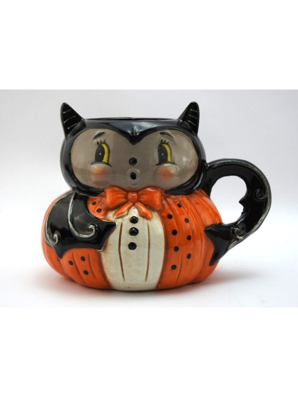 New Johanna Parker Carnival Halloween Bat Pumpkin Peep Mug Orange Black